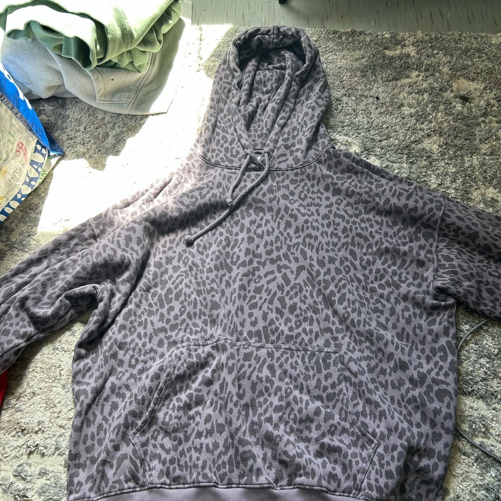 Gray Leopard Print Hoodie
